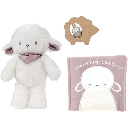 KIDS PREFERRED Carter's Sheep 3-Piece Gift Set - Sheep Plush, Rattle Teether, & Soft Book