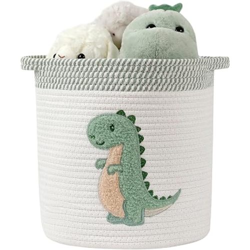 Dinosaur Toy Storage Basket for Toddlers Boys Dinosaur Room Decor, Medium