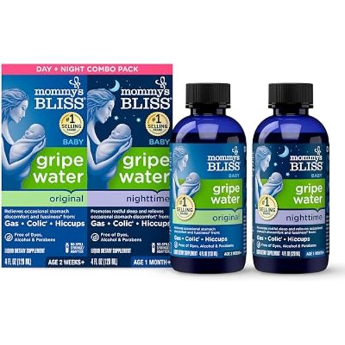 Mommy's Bliss Gripe Water Day & Night Combo, 1 Month+, 4 Fl Oz (Pack of 2)