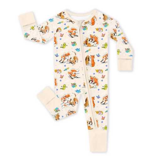 Fox and Hound Cartoon Baby Bamboo Zippy Romper Pajamas