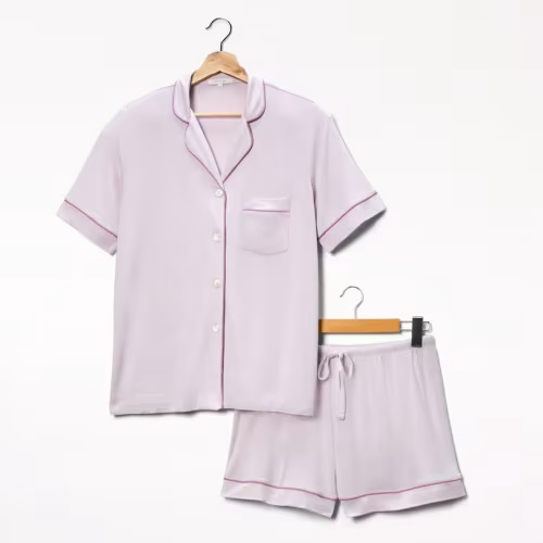 Piped Pajama Short Set, Orchid
