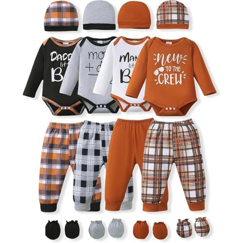 NZRVAWS Newborn Baby Boy Girl Clothes Unisex Preemie Infant Must Have Pants Set Outfits 0-18 Months 20 Pcs Essentials Gift