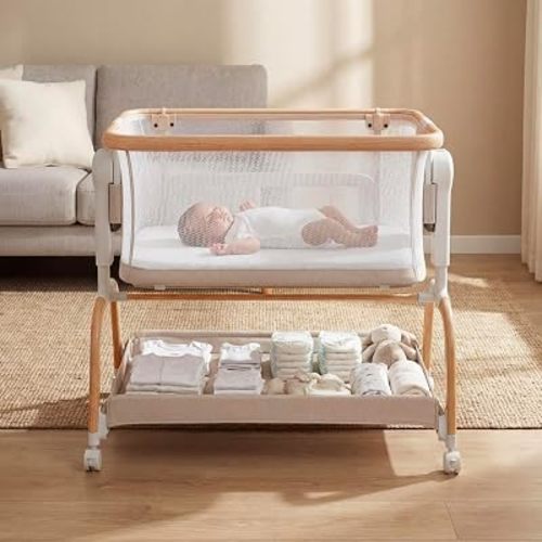 3 in 1 Rocking Bassinet,Full Mesh Baby Bassinet Bedside Sleeper