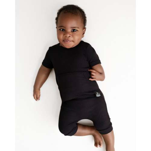 Front Opening Ready Set Romper® Shortie in Ribbed Essential Midnight