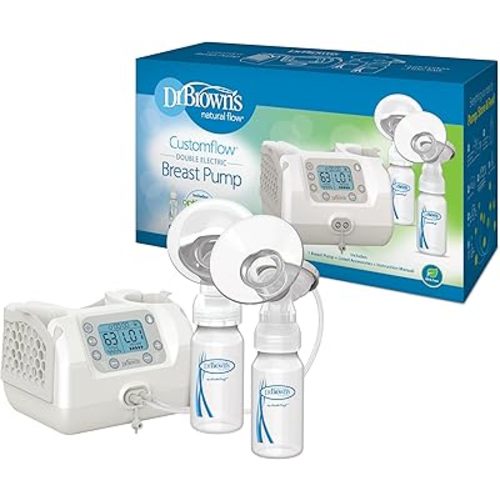 Dr. Brown's Customflow Hospital Strength Double Electric Breast Pump with Adjustable Settings, includes Breast Milk Collection Bottles, Flanges & Other Pumping Essentials