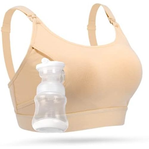 Momcozy Hands Free Pumping & Nursing Bra, Adjustable Cotton Breast Pump Bra
