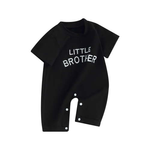 FEORJGP Infant Baby Boys Basic Jumpsuit Short Sleeve Bodysuit Crew Neck Embroidery Letters Summer Romper Clothes for Casual Daily