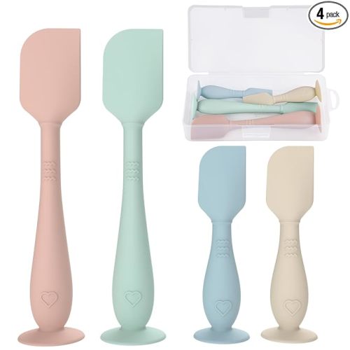 4-Pack Diaper Cream Spatula with Travel Case, Soft Baby Butt Spatula – Silicone Butt Paste Spatula, Convenient Diaper Spatula, Ideal Baby Shower Gift
