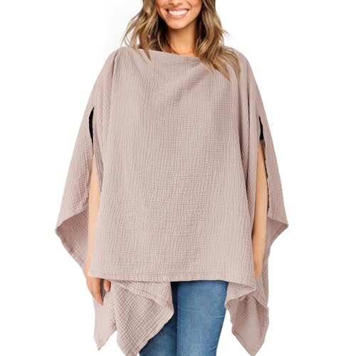 Konssy Muslin Nursing Cover for Breastfeeding, 360 Full Privacy Breathable 100% Cotton Breastfeeding Cover, Multi-use