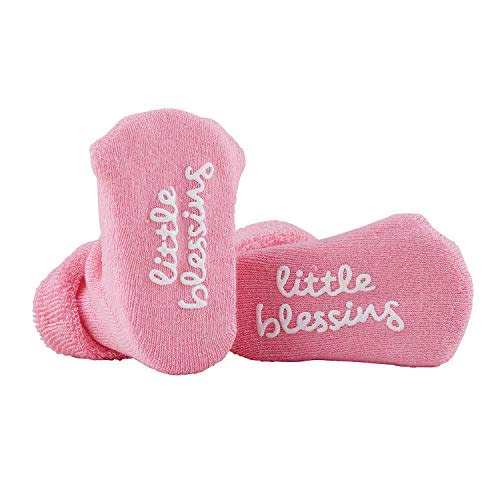 Stephan Baby Non-Skid Socks with Inspirational Phrases, Little Blessing, Pink, Fits 3-12 Months