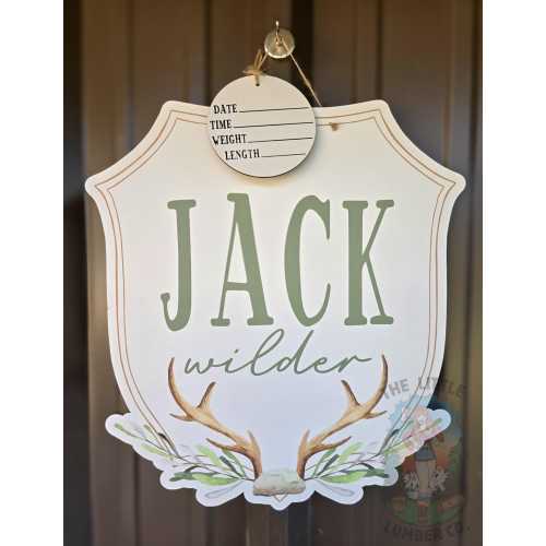 DeerPrinted Custom Personalized Name Sign | Hospital Door Hanger | Deer Antler Buck Announcement | Custom Baby Name Sign | Name Signs | Sign