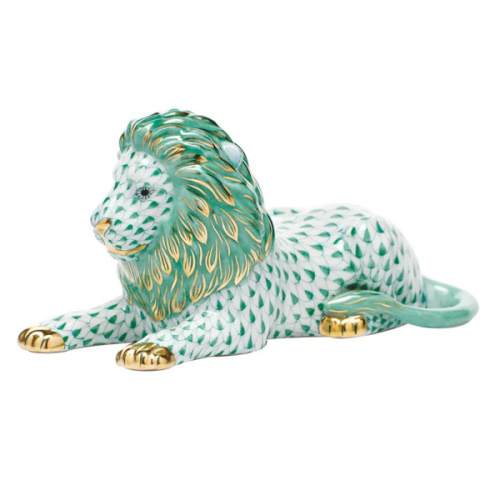 Herend Lion Figurine - Green