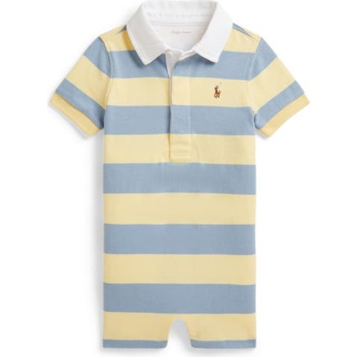 Rugby Stripe Cotton Jersey Romper, 6M