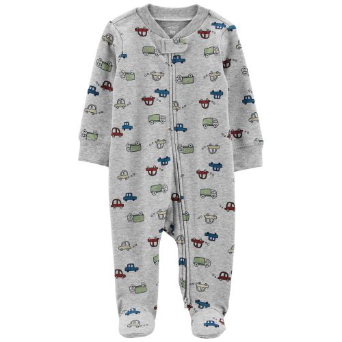 Baby Cars Zip-Up Cotton Sleep & Play - 3M - Grey