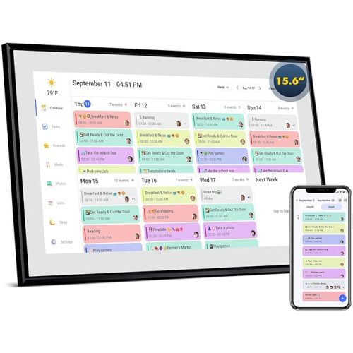 Calendar Digital 15.6 Inch Electronic Calendar&Chore Chart, 1920 * 1080P IPS Touchscreen Wall Smart Weekly and Monthly Planner For family Black Gift for mother mom women