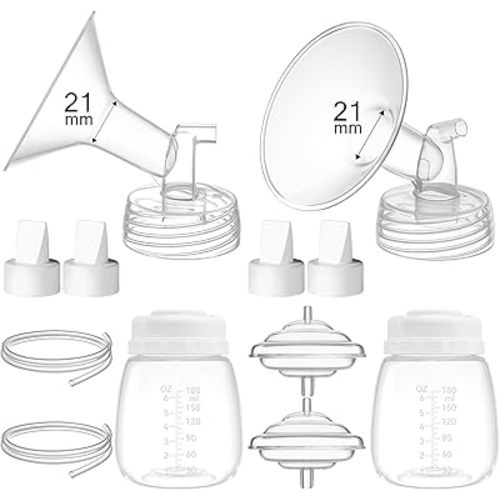 21mm Replacement Pump Parts for Spectra S1 S2 9 Plus Synergy Gold Includes Flange Duckbill Valve Tubing Backflow Protector Bottle,Compatible with Motif Luna Cimilre Ameda MYA Pump