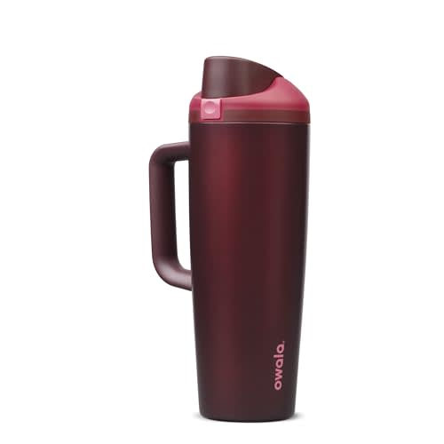 Owala FreeSip Tumbler Stainless Steel Water Bottle 30 oz Black Cherry | Triple-Layer Insulation | Leak-Proof Lid with Push-Button | Double Threaded Lid for Left and Right Handed Drinking