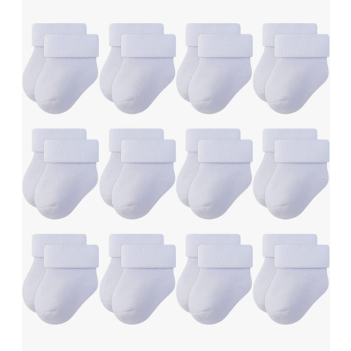 RATIVE Newborn Baby Socks 0-6,6-12 Months Terry Turn Cuff Socks for Boys Girls