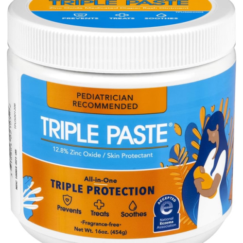 Triple Paste Diaper Rash Cream for Baby - 16 Oz Tub – Zinc Oxide Ointment Treats, Soothes & Prevents Diaper Rash, Pediatrician-Recommended Hypoallergenic Formula, Baby Essentials for Daily & Overnight