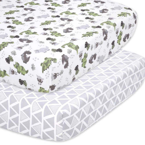 Dinosaur 2-Pack Fitted Crib Sheet Set