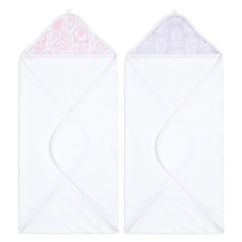 Purple & Pink Hooded Baby Towel 2pk | aden + anais