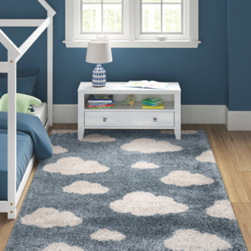 Viv + Rae™ Broome Kestner Shag Teal/Cream Area Rug & Reviews | Wayfair
