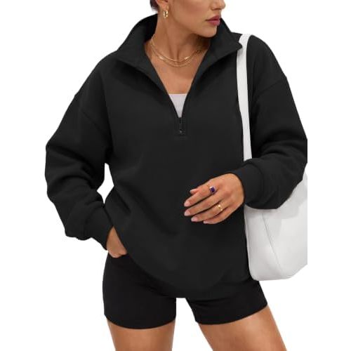 Trendy Queen Women's Oversized Sweatshirts Half Quarter Zip Fleece Sweaters