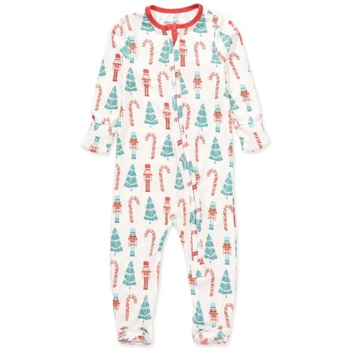 Copper Pearl Baby Boys Nicholas Holiday Print Long Sleeve Zip Front Footie Coverall