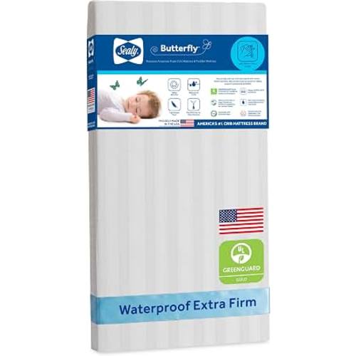 Amazon.com: Sealy Baby Infant & Toddler Butterfly Crib Mattress - Premium Foam, Waterproof, Breathable and Washable Cover, GREENGUARD Gold Certified, Made in USA