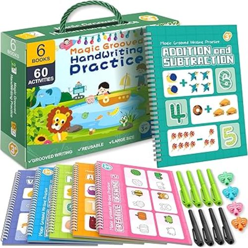 Magic Grooved Writing Practice Book for Kids Ages 3-8, Preschool Workbook