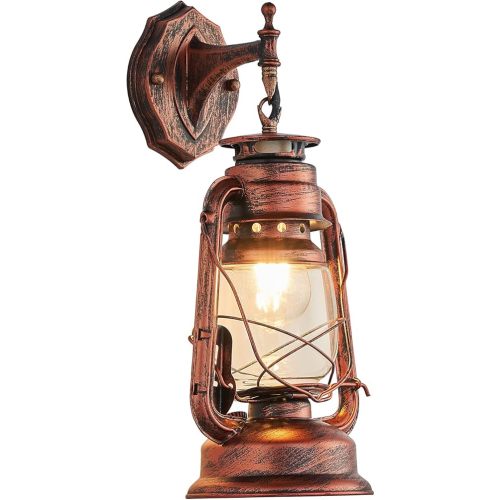 NOXARTE Rustic Wall Sconce Lighting Lantern Mounted Light with Glass Lampshade for Hallway Farmhouse Loft W7 x H15