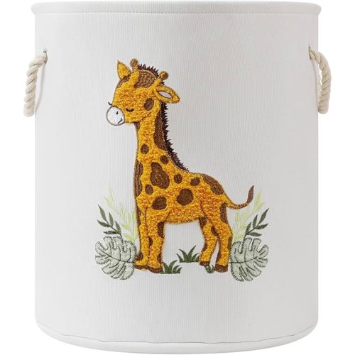 Kids Laundry Basket Baby Hamper for Nursery, Canvas 58L Large Dirty Clothes Hampers with Drawstring Closure, Jungle Theme Baby Basket, Animal Baskets Toy Laundry Hamper, Safari Nursery Decor, Giraffe