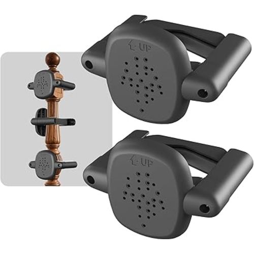 Baby Gate Banister Adapter, Wall to Banister Mounting Kit for Baby Gates, 2 Pack No Hole Stairway Safety Adapter, Compatible with Mesh & Metal Gates on Posts 1.5"–3.5" Wide, Black