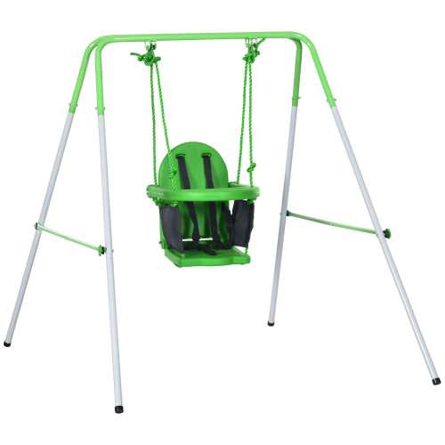 Outsunny  Toddler Swing Set with Metal Stand Safety Seat Belt Baby Swing Set for Kids Aged 6 36 Months Green