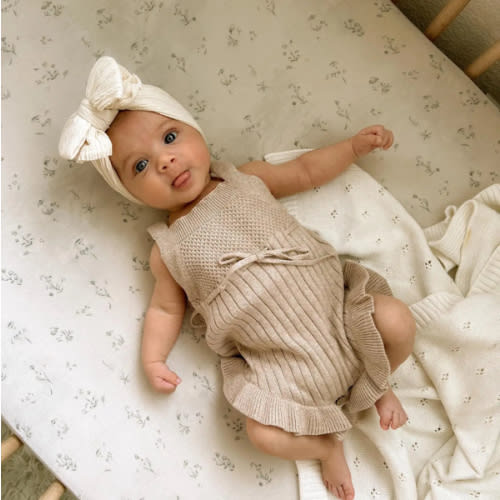 Luna + Luca Sleeveless Ruffle Romper - Heather Beige -