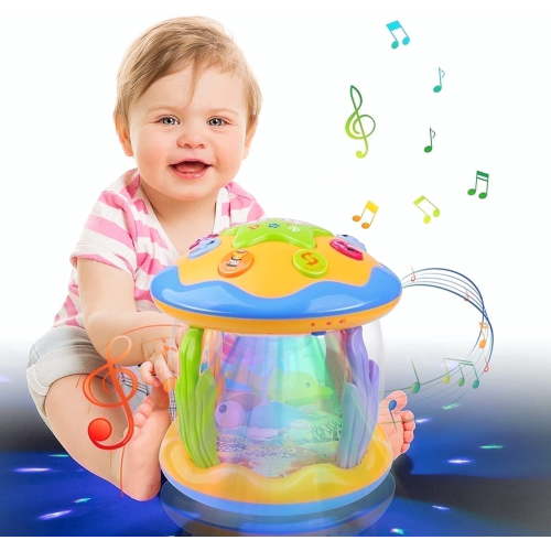 Vanmor Baby Musical Light Up Toys, Rotating Ocean Projector, Crawling Walking Tummy Toy for 6-24 Months