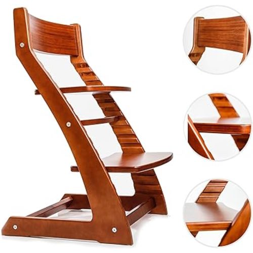 Fornel Dining High Chair for Babies and Toddlers - Wooden Highchair Adjustable Height - Montessori Kids Dine Seat from 3 Years to 200 Lb - Grow with Child, Toddler Dining Chair (Walnut)