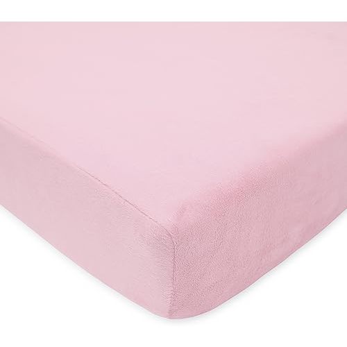 TL Care Heavenly Soft Chenille Fitted Crib Sheet 28" x 52", Warm and Cozy Neutral Chenille Sheet, Pink, for Boys and Girls, Fits Crib and Toddler Bed mattresses