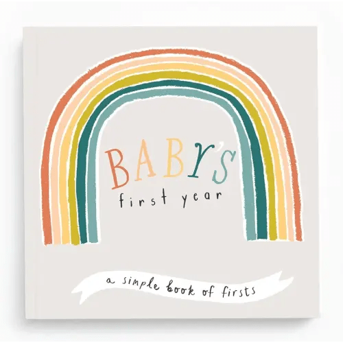 Lucy Darling Baby Memory Book – Little Rainbow | First 5 Years Journal & Photo Album | Gender-Neutral Milestone Keepsake for Baby Boy or Girl | New Mom Gift