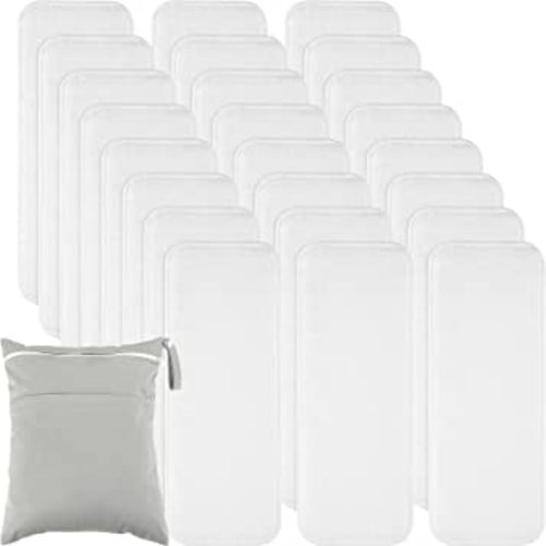 24 Pack Cloth Diaper Inserts Reusable Newborn 3 Layer Absorbent Breathable Cloth Diaper Inserts Overnight Microfiber Nappy Liners with an Extra Bag