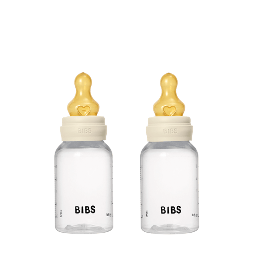 BIBS Baby Glass Bottle Set 4oz Silicone - Ivory | Smooth Feeding – Bibsworld store US