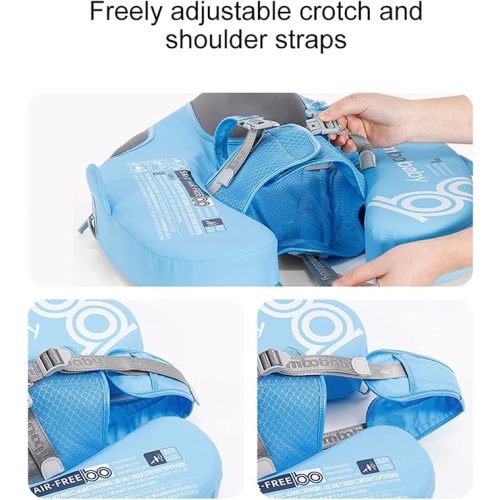 Mambobaby Floats with Canopy &Tail, Non-Inflatable Baby Float for Pool Add Tail Avoid Flip Swim Trainer Baby Floats for Toddler Boys Girls(Narwhal-Blue)