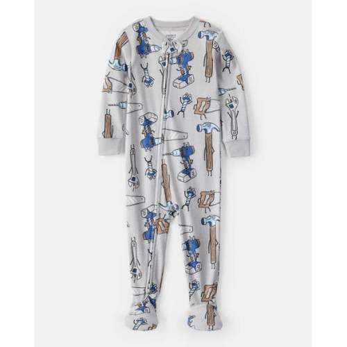 Baby Boy Construction Print 100% Cotton Long-Sleeve Snug Fit 1-Piece Pajamas | Carter's