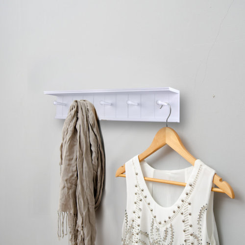 Highland Dunes Adonis Wall Mounted Coat Rack with Hanger Hooks and Display Shelf & Reviews | Wayfair