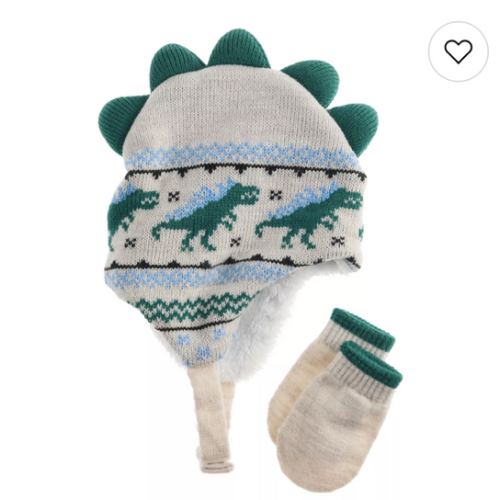 Baby & Toddler Boy Addie & Tate Dinosaur Hat & Mittens Set