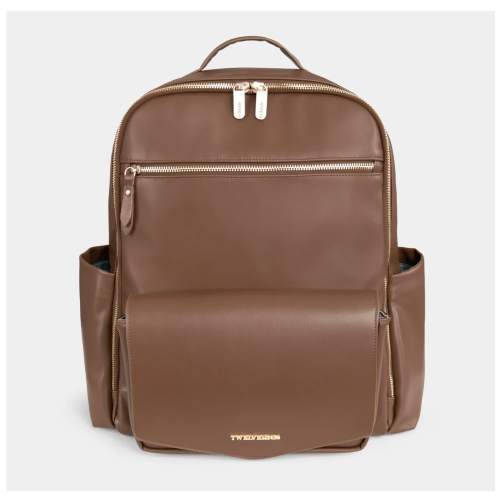 Peek-A-Boo Vegan Leather Diaper Bag Backpack 2.0 in Toffee