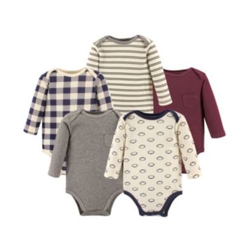 Five-Piece Collection of Long-Sleeve Cotton Bodysuits