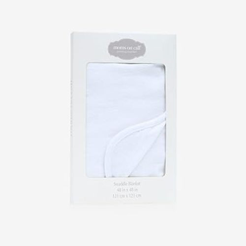 MOMS ON CALL Baby & Newborn Swaddle Blanket | 0-3 Months | Nursery Baby Gift | 48 X 48 Inch | 100% Cotton | Modern White with Gift Box