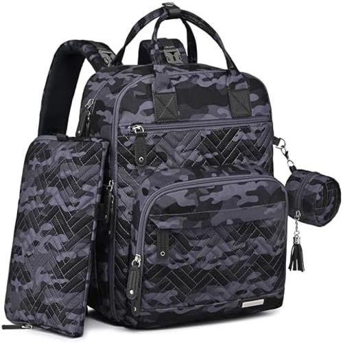 iniuniu Diaper Bag Backpack, 4 in 1 kit Large Unisex Baby Bags for Boys Girls, Waterproof Travel Back Pack with Diaper Pouch