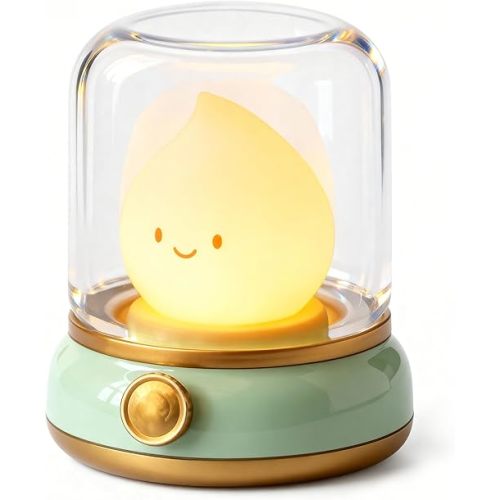Cute Smiley Lamp, Portable LED Camping Lantern Night Light, Rechargeable, Dimming, Table Bedside Candle Light for Baby Nursery Decor, Bedroom, Bathroom